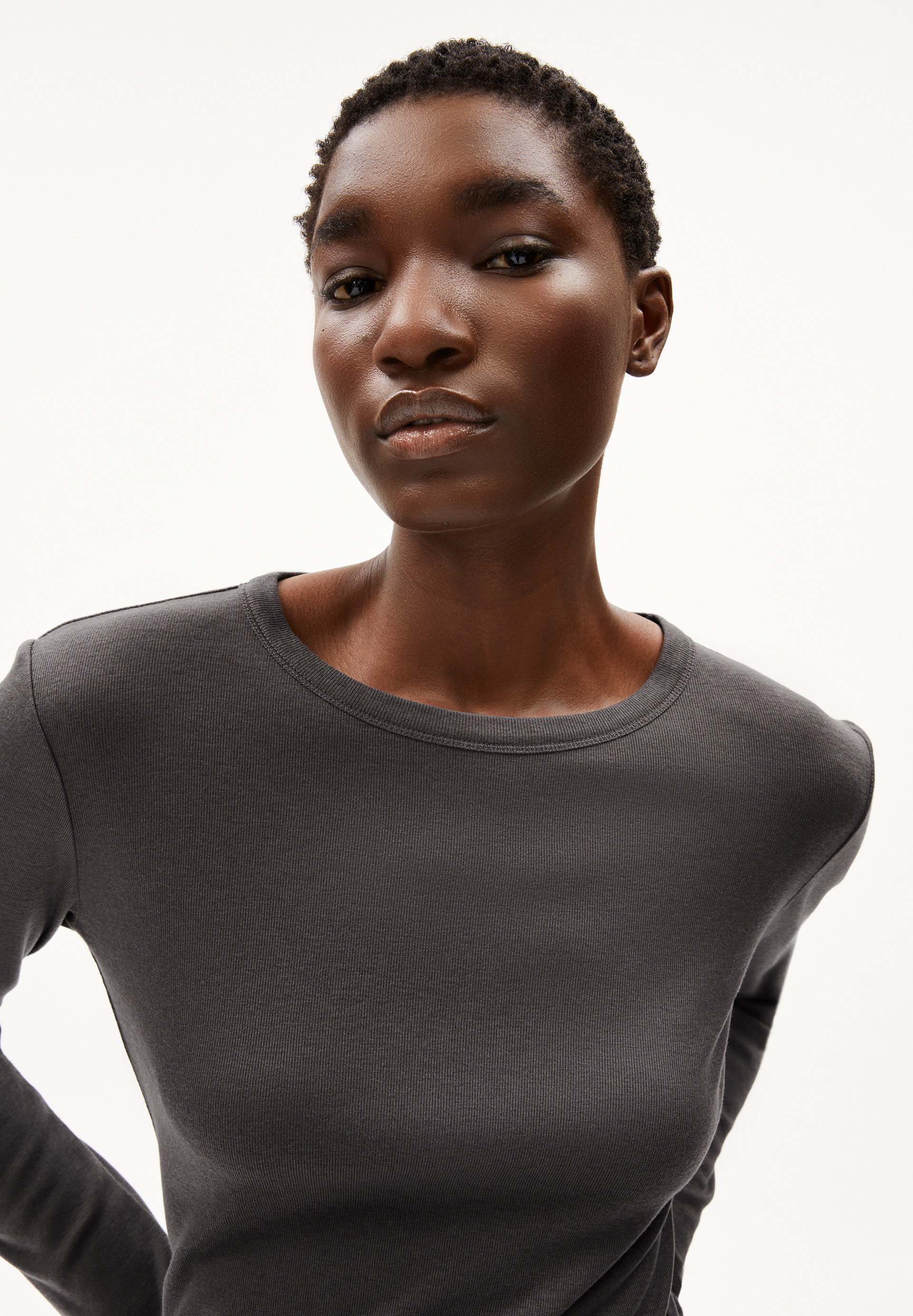 MAIAA WOOL BLEND Haut à manches longues coupe ajustée en coton bio mélangé