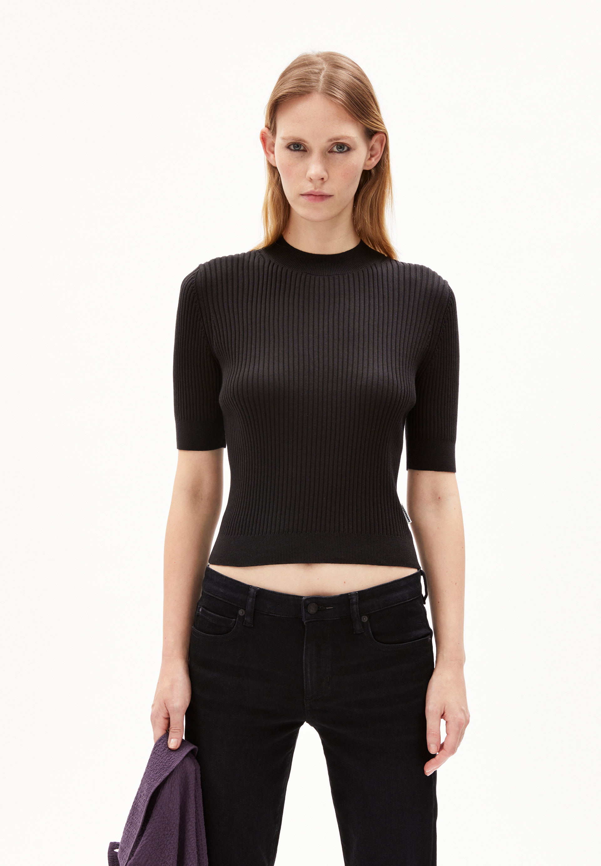 SILJIAA T-shirt en maille Coupe ajustée en coton bio mélangé
