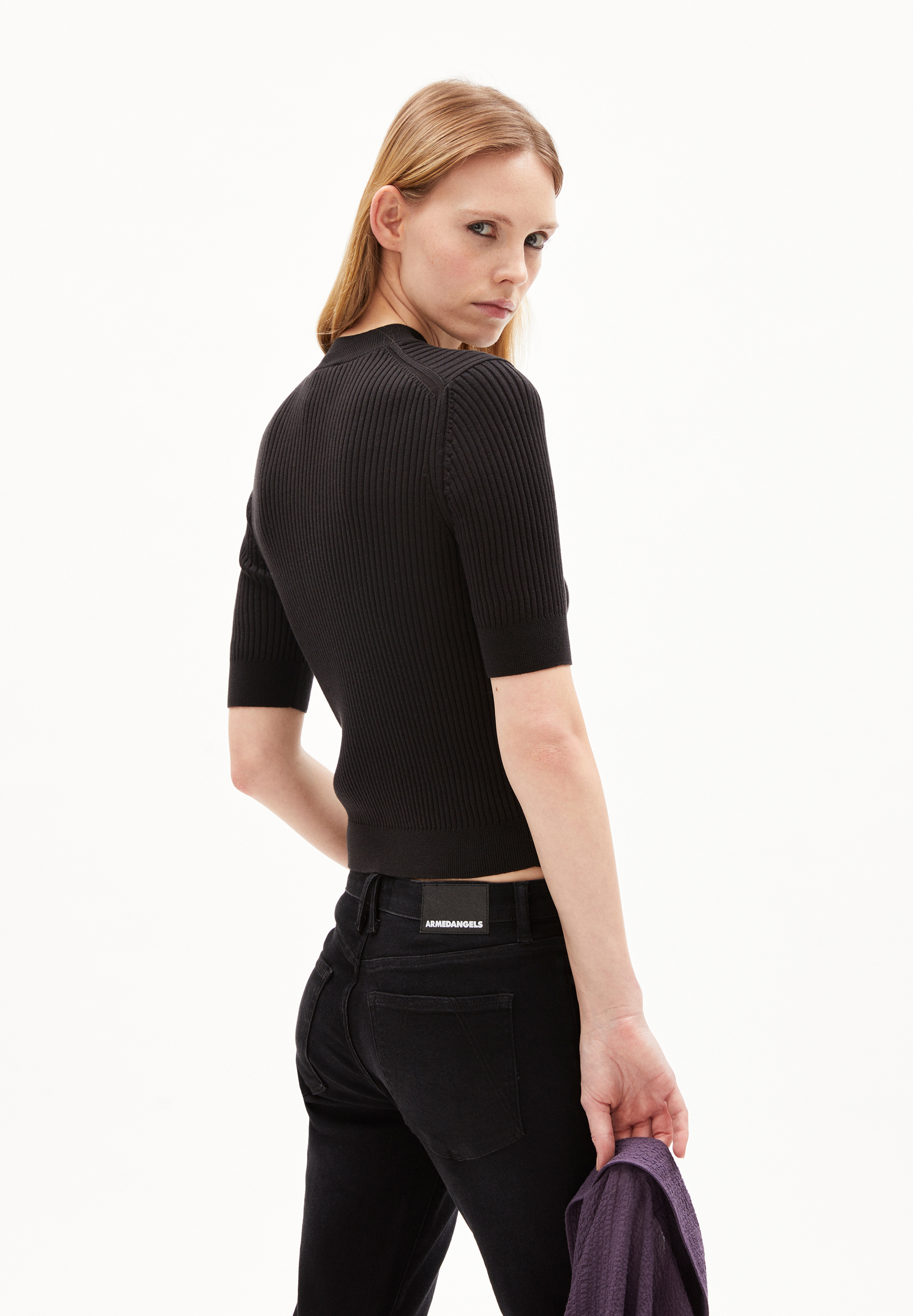SILJIAA T-shirt en maille Coupe ajustée en coton bio mélangé
