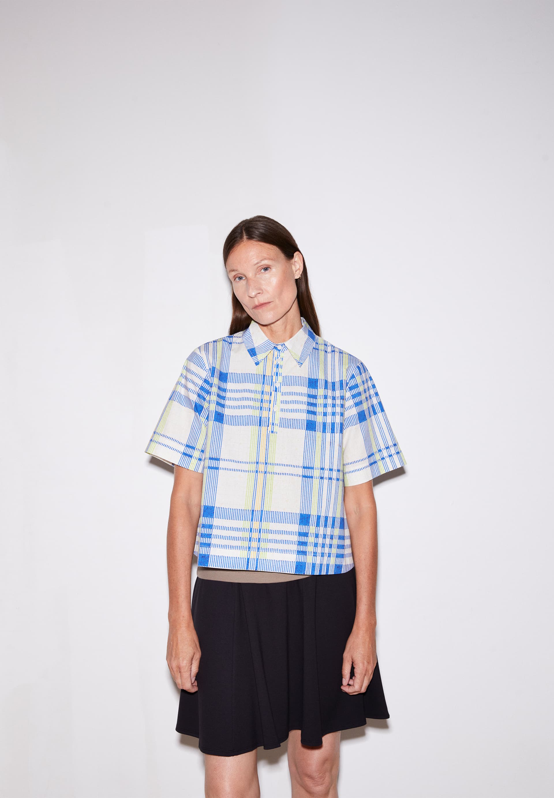 NELINAA COLLEGE CHECK Blouse Relaxed Fit van bio kantoen mix