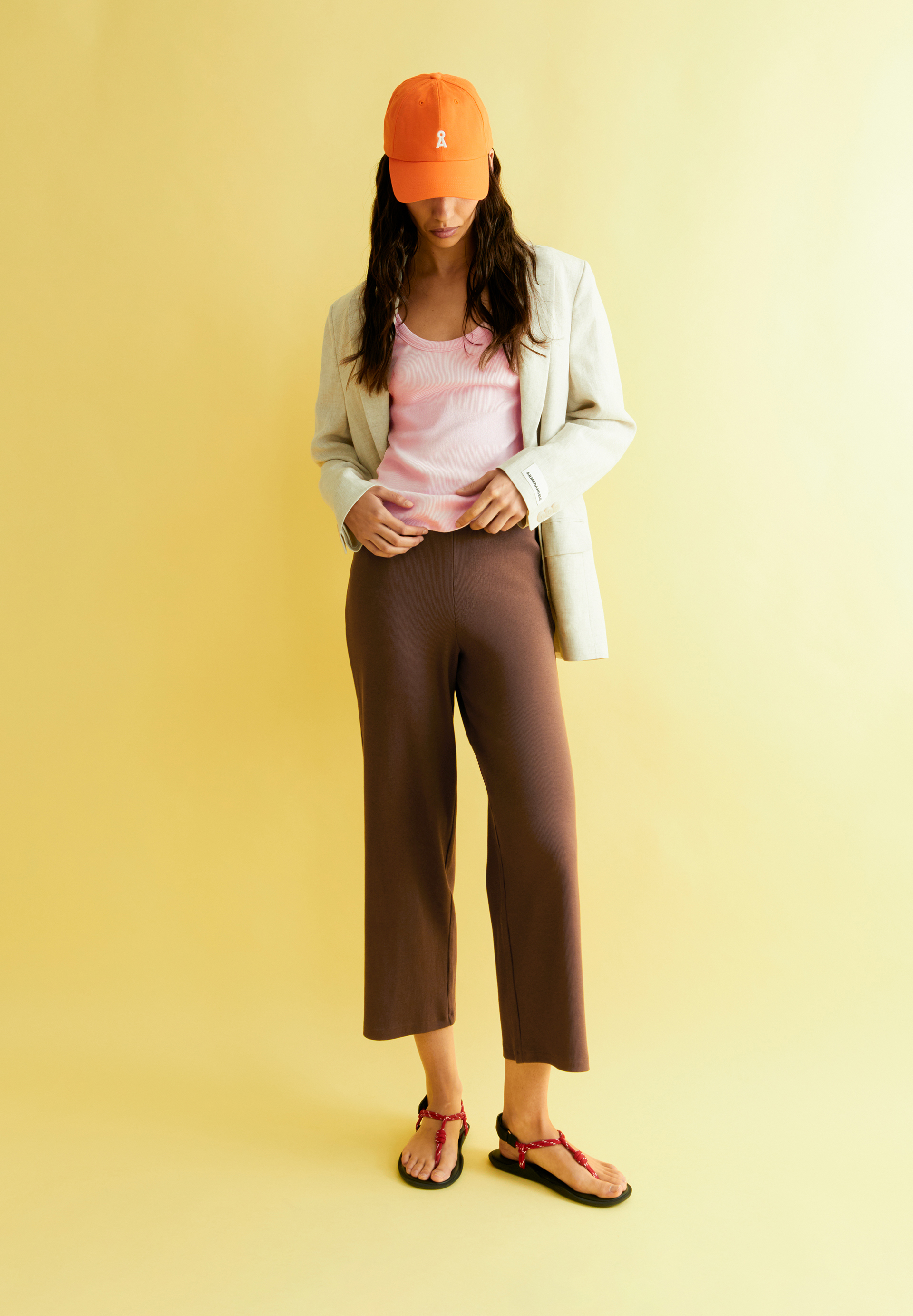 NIANAA Pantalon en jersey côtelé en coton bio mélangé