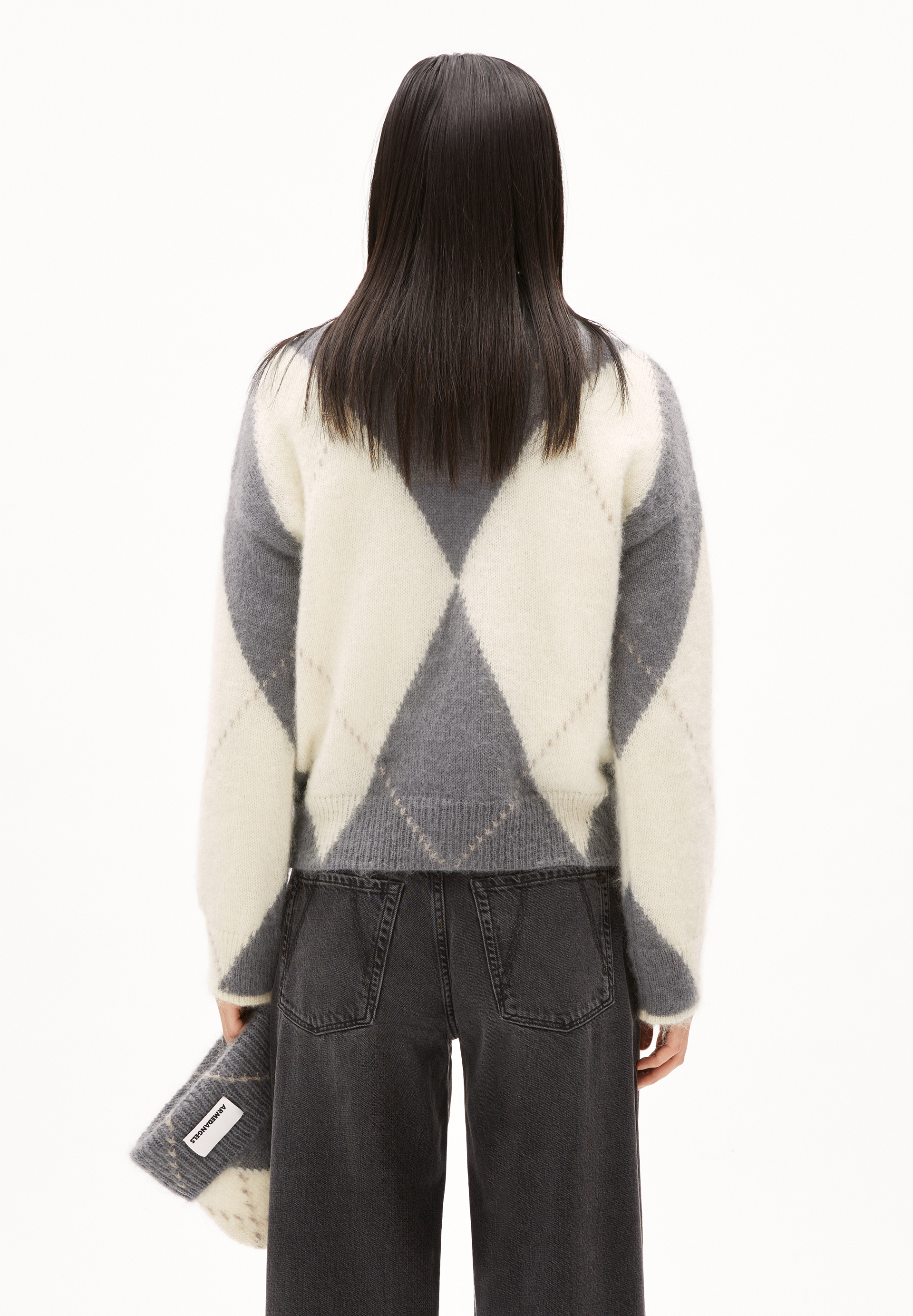 GWYNEIRAA ARGYLE Pull coupe ample en laine mohair mélangée