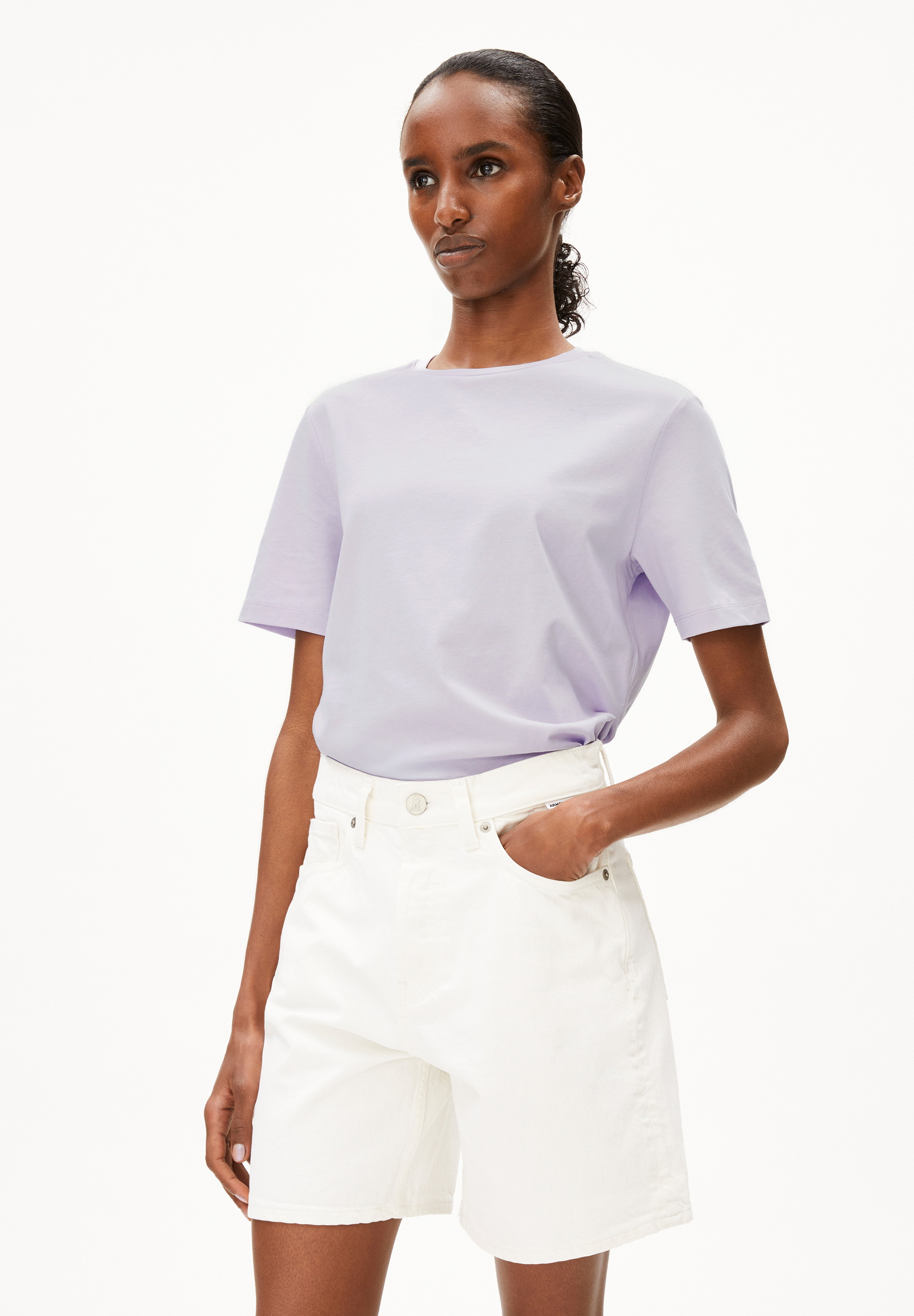 LUALAA - Frauen Regular Fit T-Shirt - lila