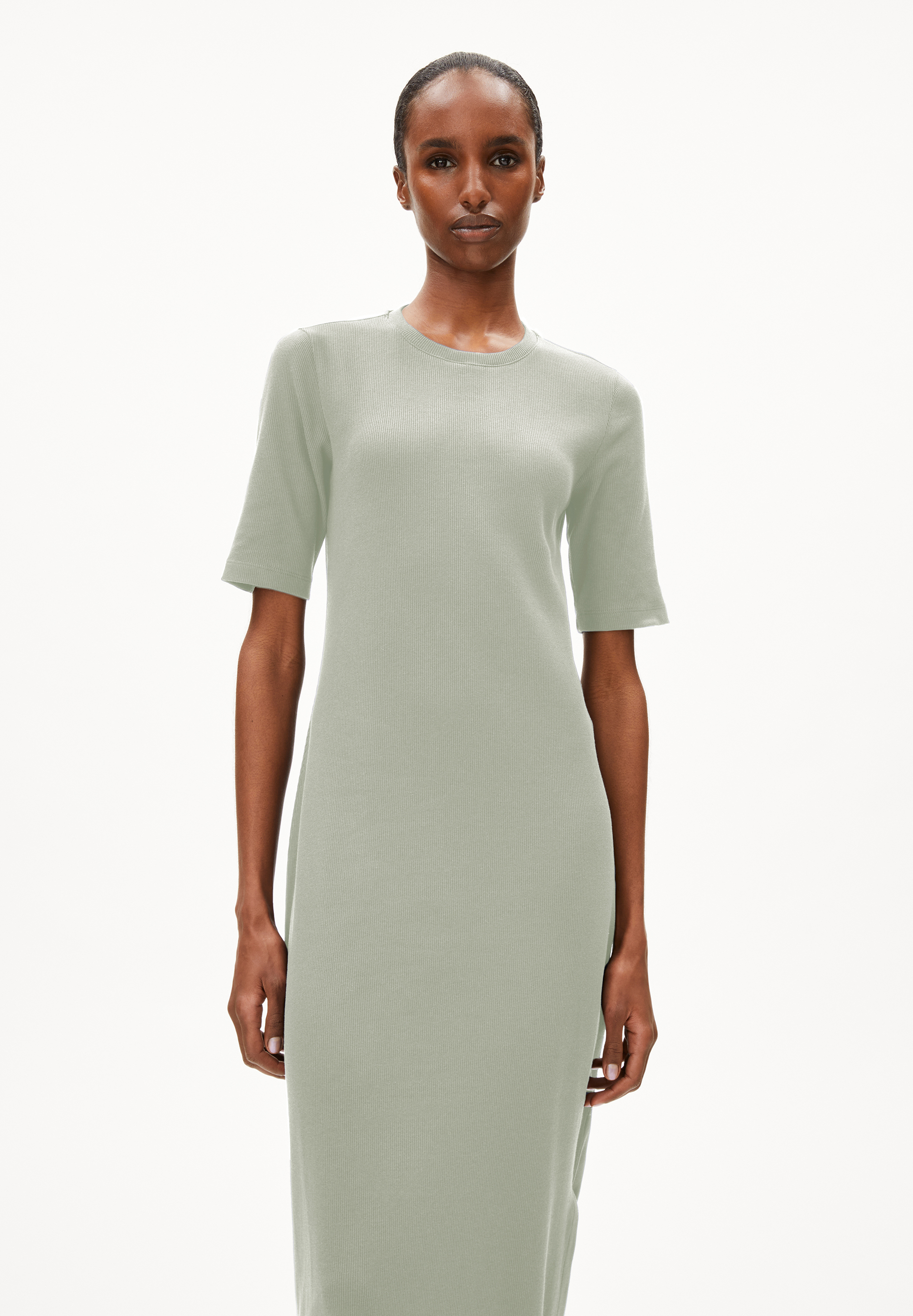 SEHAARAA - Frauen Fitted Kleid - grün