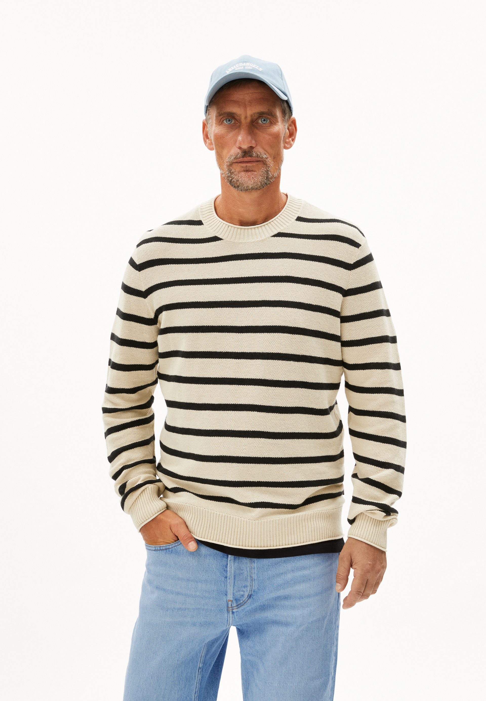 AJAANI LINO STRIPES - Männer Regular Fit Strickpullover - mehrfarbig