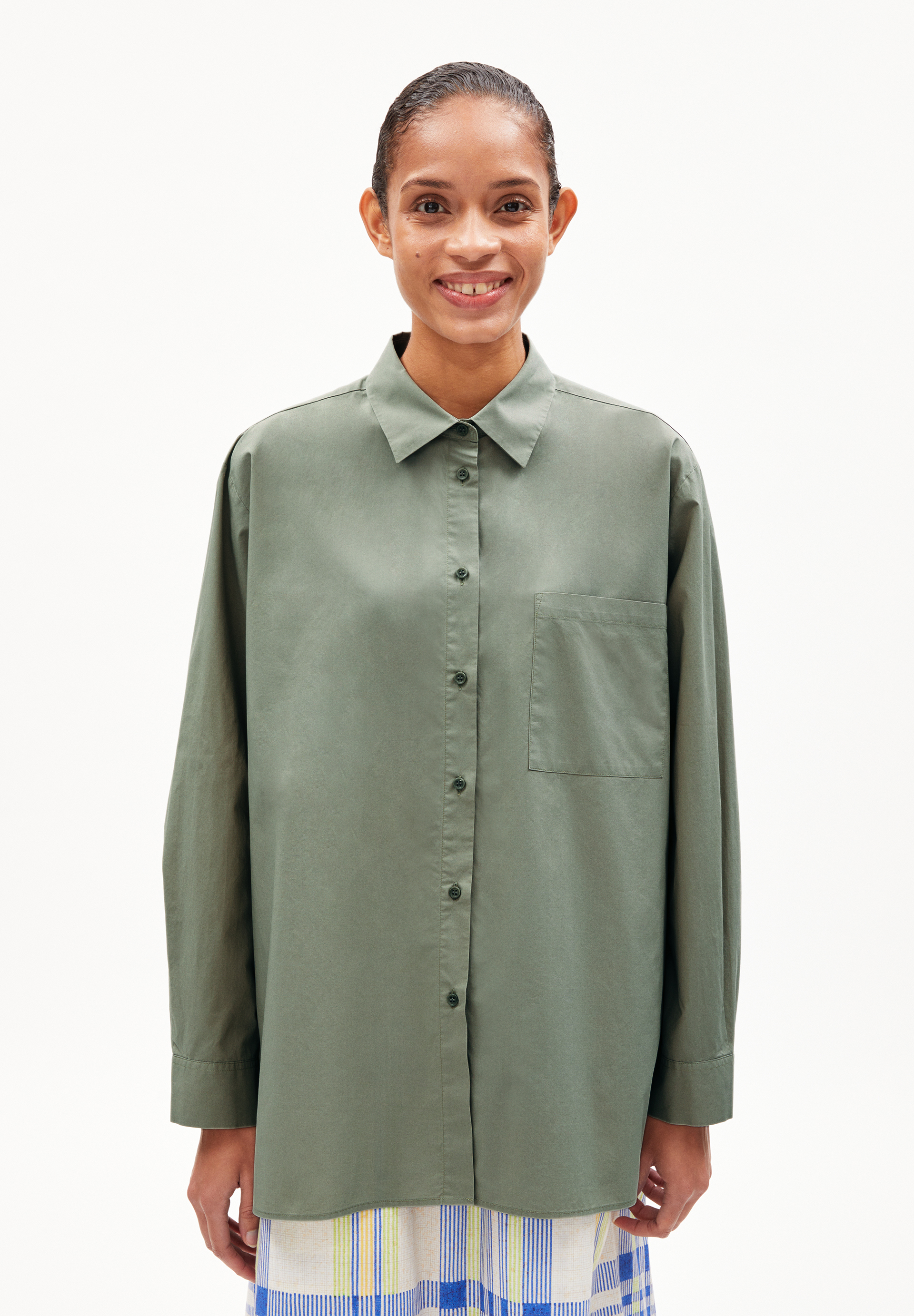 EALGAA - Frauen Loose Fit Bluse - grau