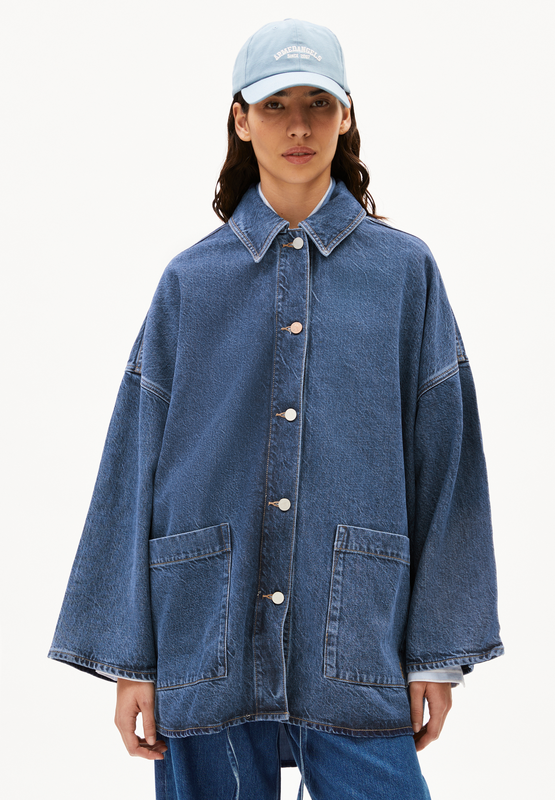 DRAAPY - Frauen Oversized Fit Jacke - blau