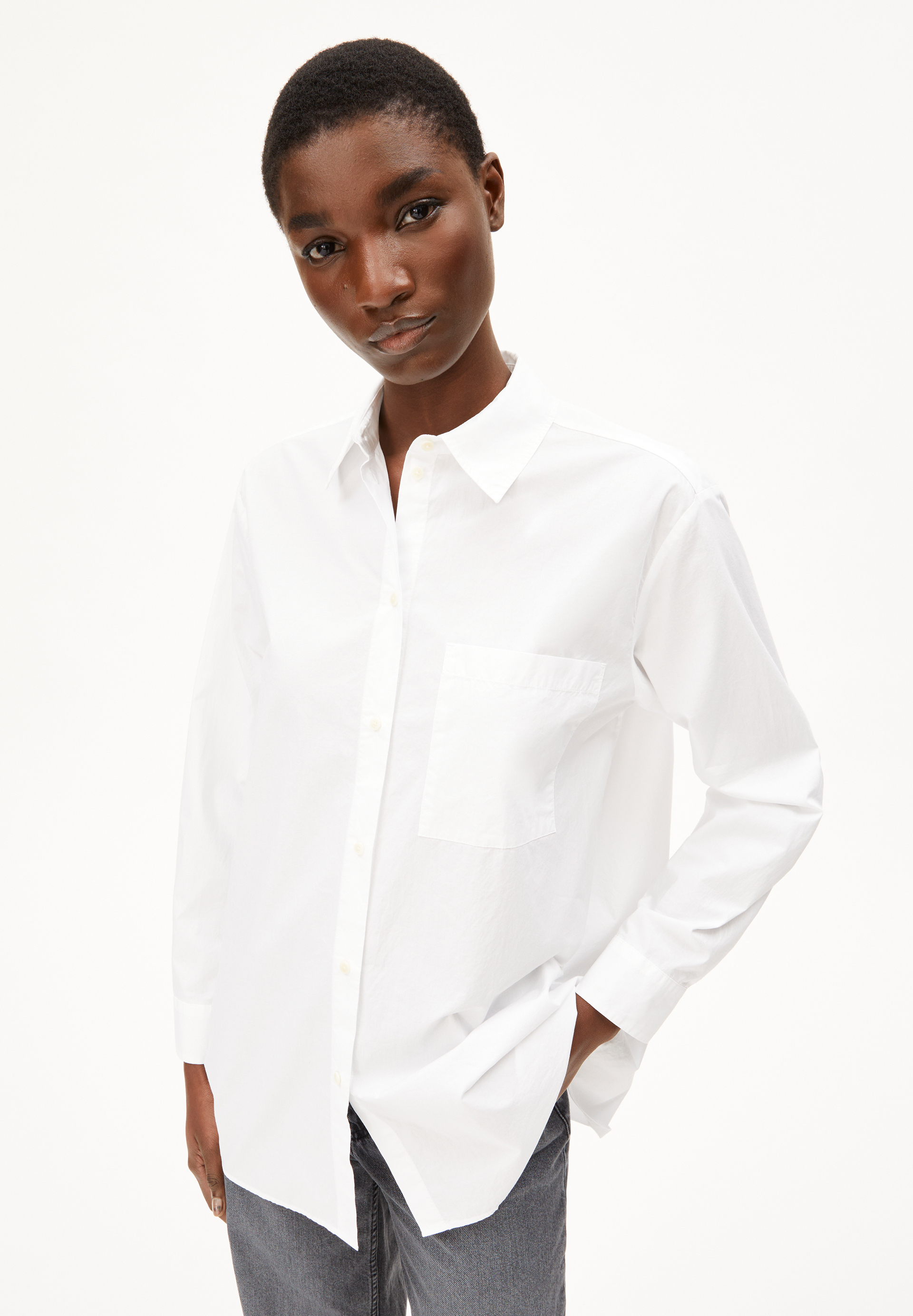 MAALGAA - Frauen Loose Fit Bluse - weiss