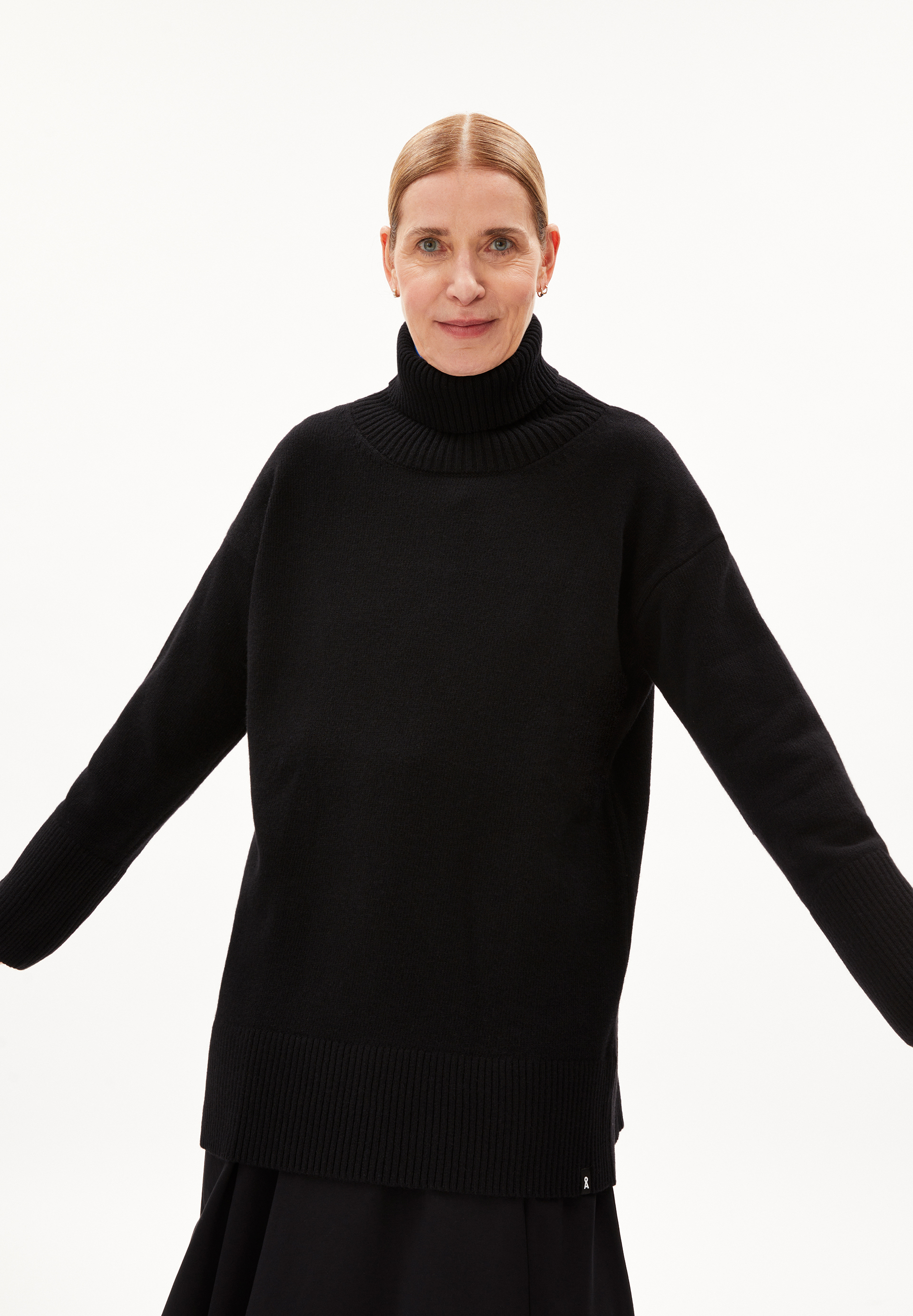 ARDIAA ROLLNECK - Frauen Loose Fit Strickpullover - schwarz