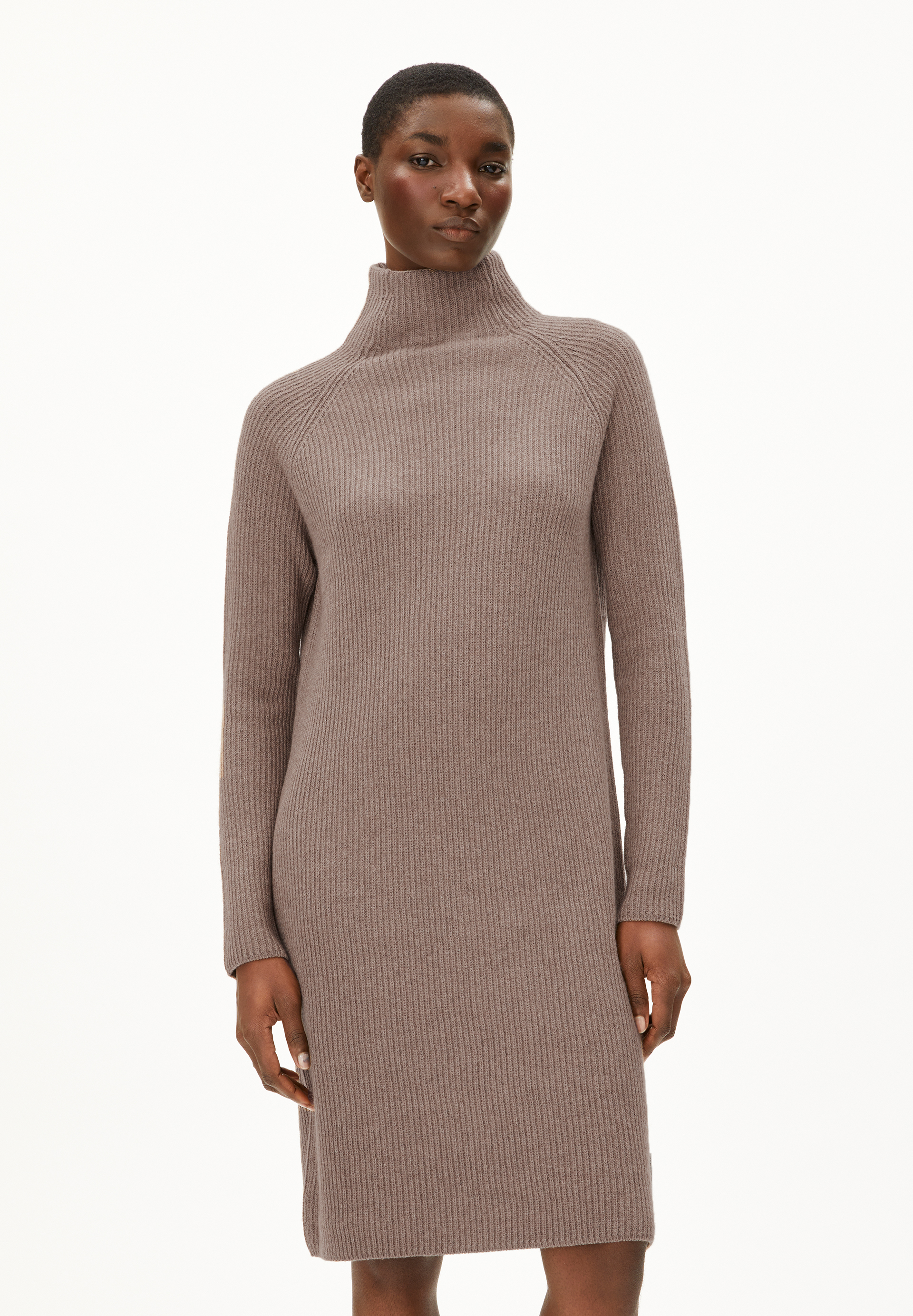 MILLAANA - Frauen Relaxed Fit Strickkleid - beige