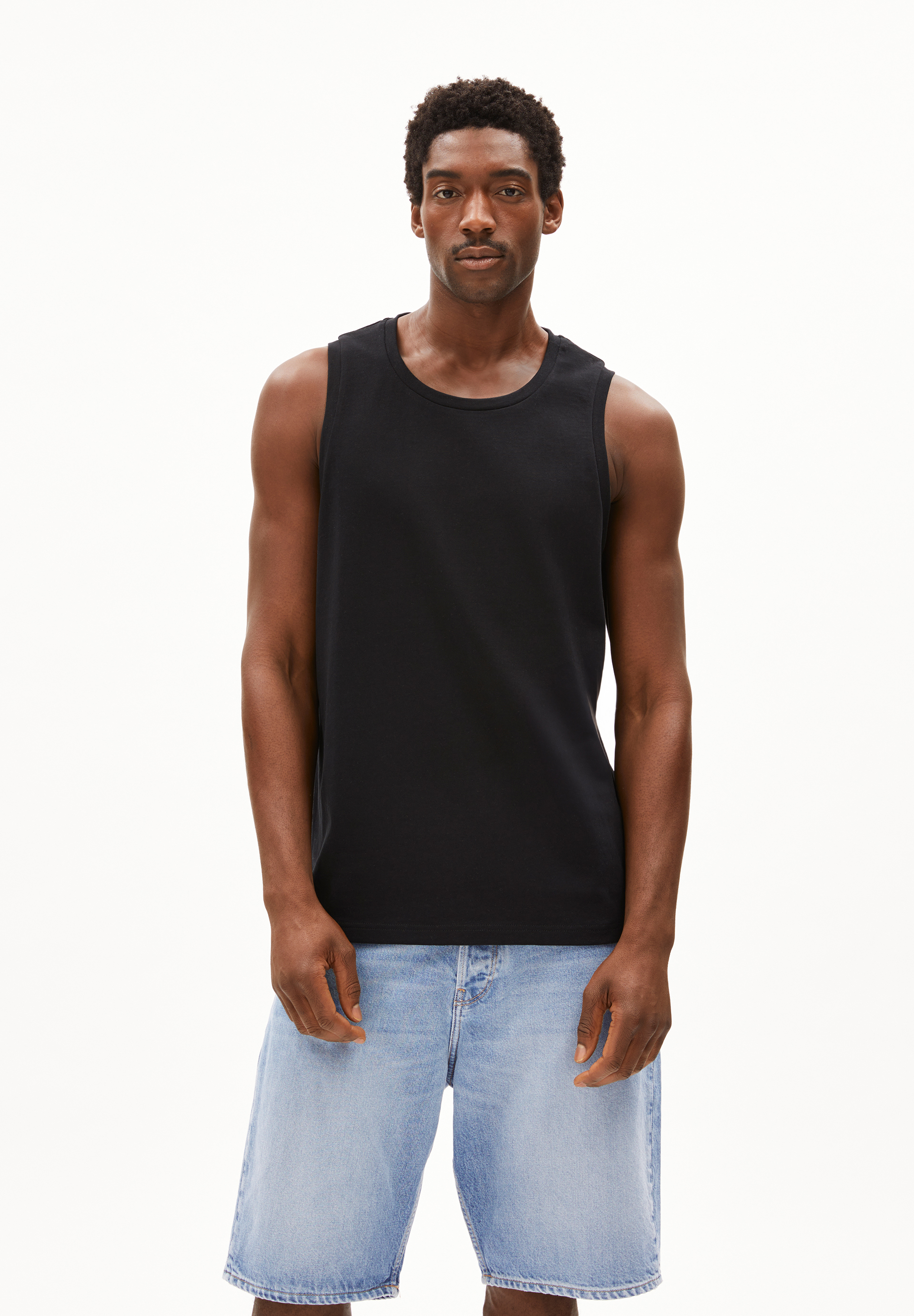 ADRIAAN - Männer Relaxed Fit Top - schwarz