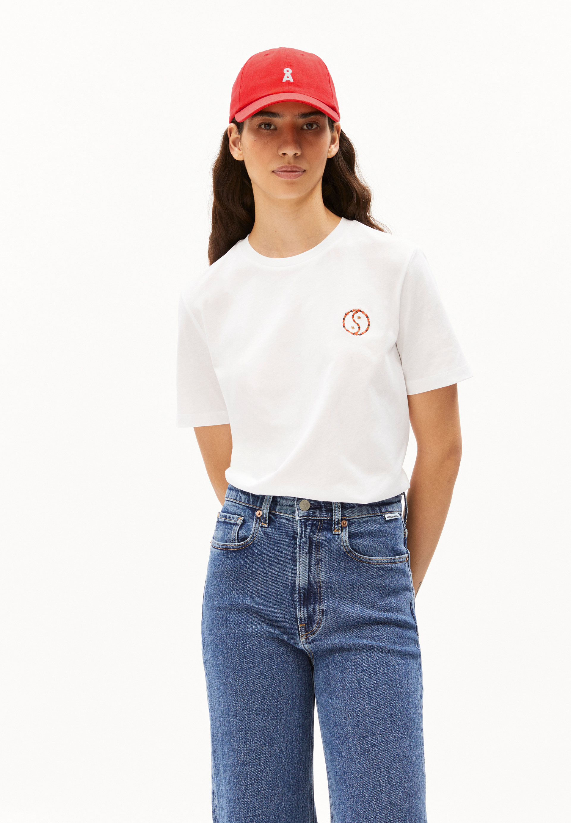 LUALAA FLOWER - Frauen Regular Fit T-Shirt - mehrfarbig